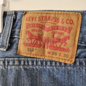 Levi's 514 Denim Straight Blue Jeans Mens Size 38x30
